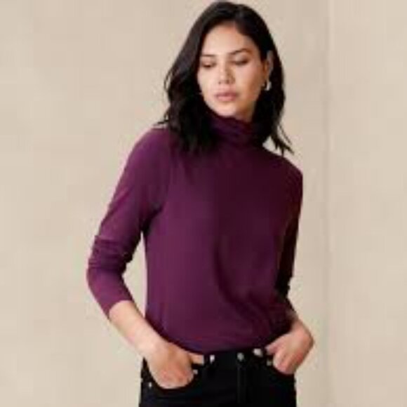 Banana Republic Timeless Turtleneck, Pinot Noir Purple, XS - Picture 1 of 5